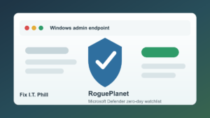 Microsoft Defender RoguePlanet zero-day mitigation checklist for Windows administrators