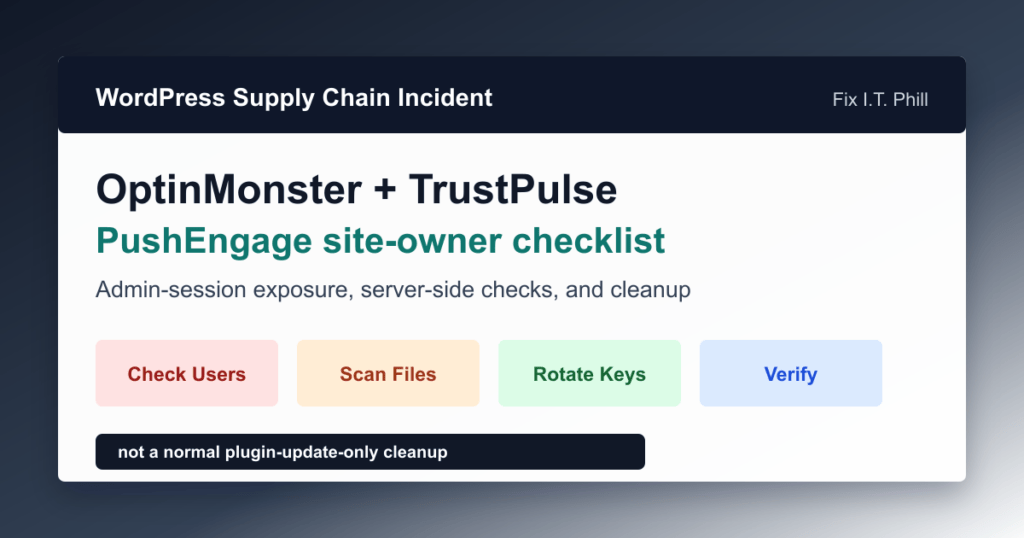 WordPress supply-chain incident checklist for OptinMonster TrustPulse and PushEngage site owners