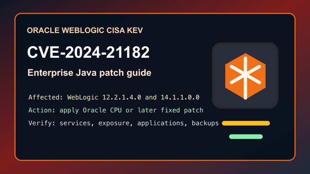 Oracle WebLogic CVE-2024-21182 CISA KEV patch guide for enterprise and hosting admins