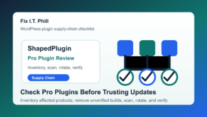 WordPress ShapedPlugin Pro plugin supply-chain checklist for inventory, removal, malware scan, credential rotation, and verification