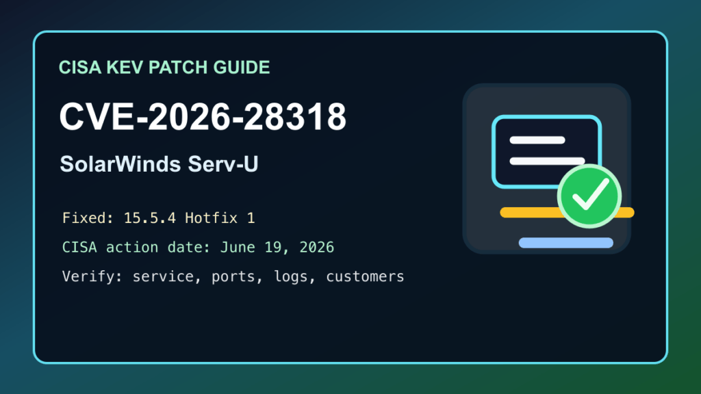 SolarWinds Serv-U CVE-2026-28318 patch checklist for file transfer servers