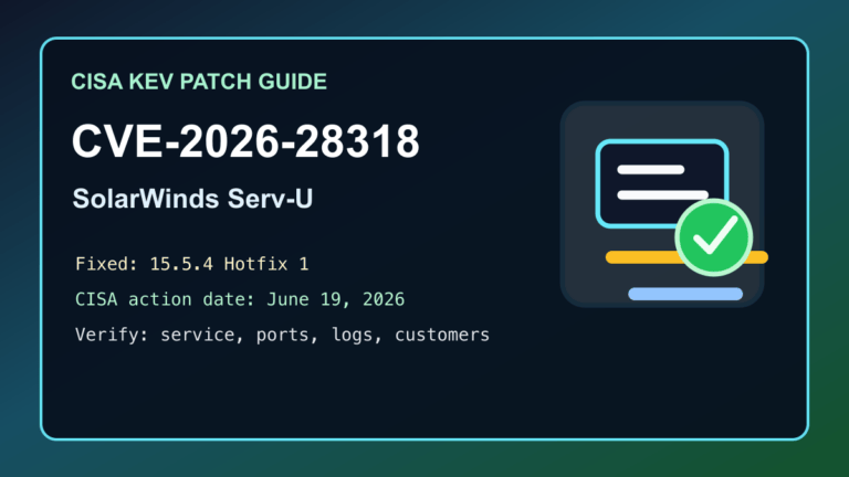 SolarWinds Serv-U CVE-2026-28318 patch checklist for file transfer servers