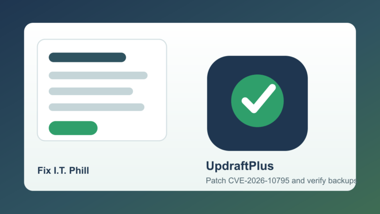 UpdraftPlus CVE-2026-10795 patch checklist for WordPress backup plugin administrators