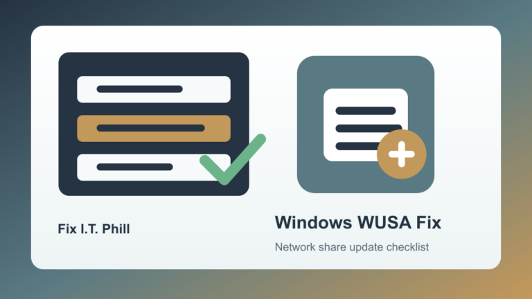 Windows WUSA network share update checklist for Windows Server 2025, Windows 11, WSUS, Intune, reboots, and update verification