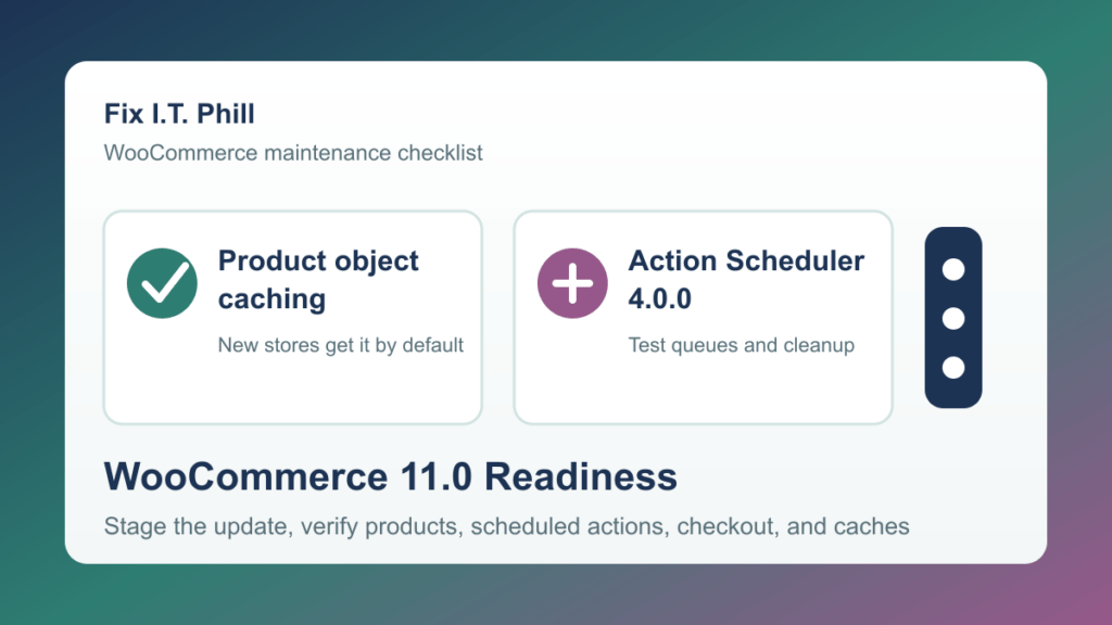 WooCommerce 11.0 checklist for product object caching and Action Scheduler 4.0 testing