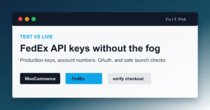 FedEx API test keys and production keys checklist for WooCommerce live shipping rates