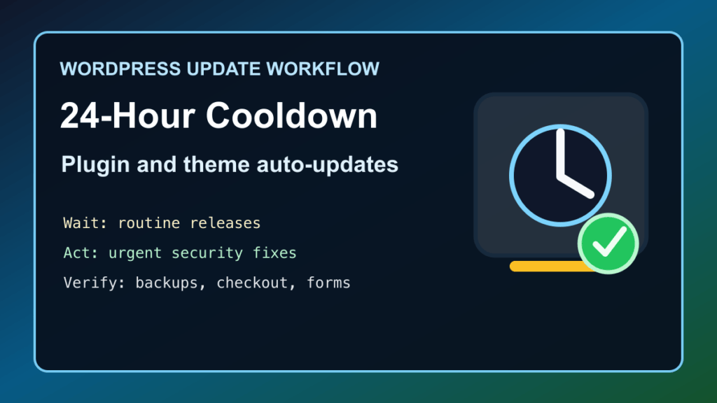 WordPress.org 24-hour plugin and theme auto-update cooldown checklist for site owners