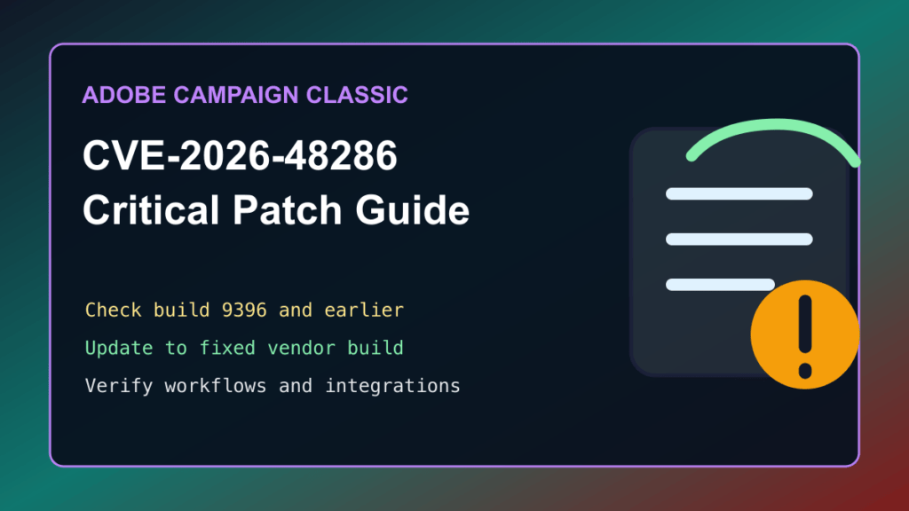 Adobe Campaign Classic CVE-2026-48286 patch guide for build 9396 and earlier
