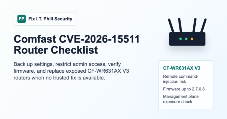 Comfast CVE-2026-15511 router security checklist for CF-WR631AX V3 management exposure