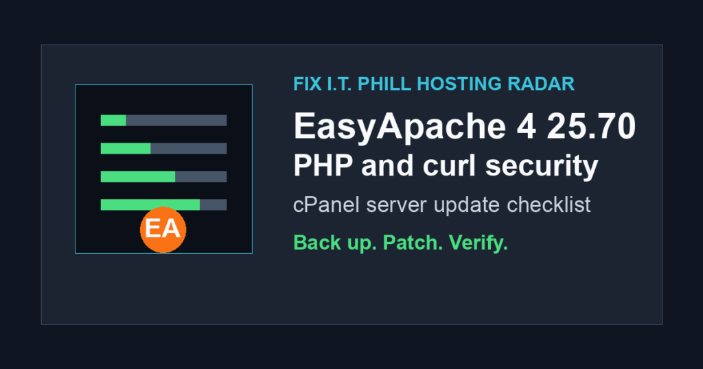 cPanel EasyApache 4 25.70 PHP and curl security update checklist for hosting servers