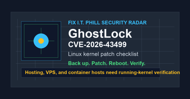 GhostLock CVE-2026-43499 Linux kernel patch checklist for hosting and container servers