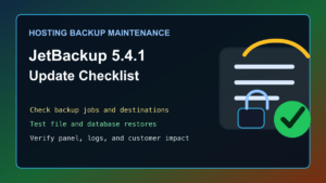 JetBackup 5.4.1 backup update checklist for cPanel Plesk and Linux hosting servers