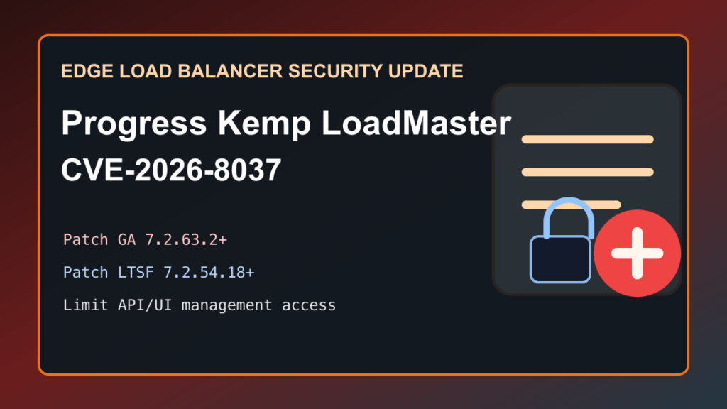 Progress Kemp LoadMaster CVE-2026-8037 patch checklist for hosting and edge appliance admins