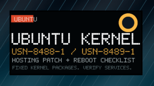 Ubuntu kernel USN-8488-1 and USN-8489-1 reboot checklist for hosting servers and container hosts