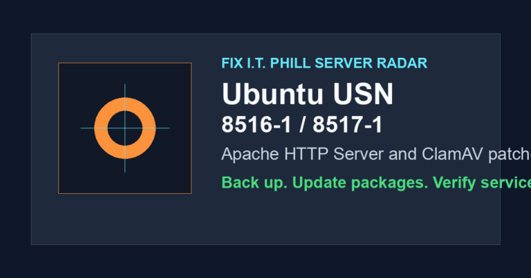 Ubuntu USN-8516-1 and USN-8517-1 Apache HTTP Server and ClamAV patch checklist