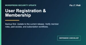 User Registration and Membership WordPress security update checklist